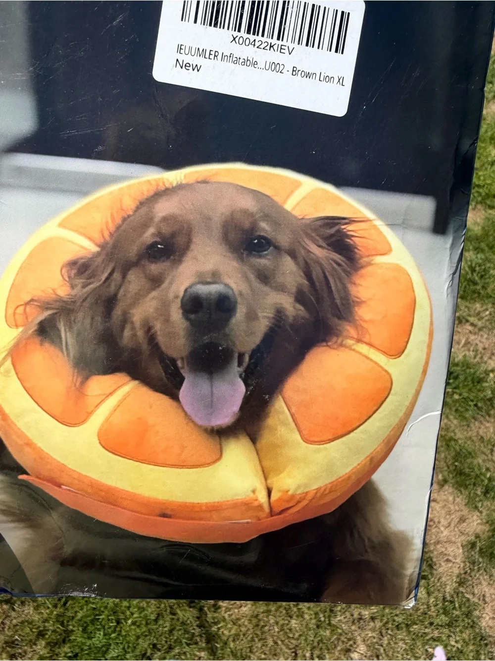 IEUUMLER Brown Lion XL Inflatable Dog Surgery Collar